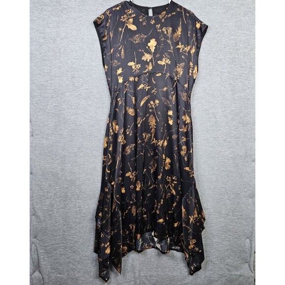 Allsaints Gianna Heligan midi dress handkerchief hem Silk Blend Women’s Sz 6 NEW